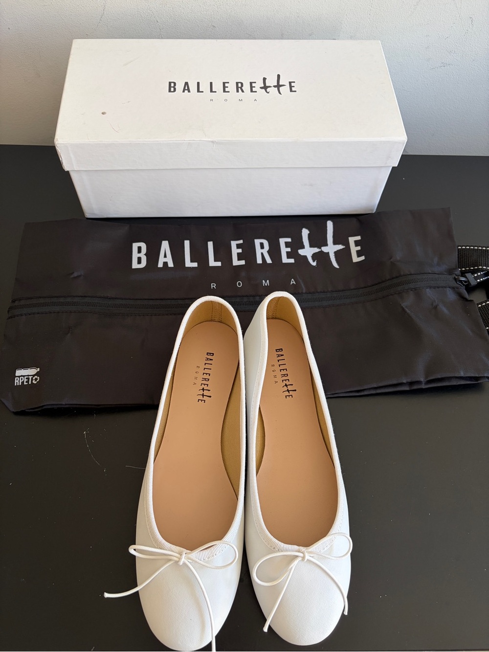 Women's White Leather Ballet Flats